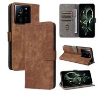 TAUYN Flip Folio Coque pour Xiaomi 13T/Xiaomi 13T Pro, RFID Fonction Etui, Premium PU/TPU Cuir Portefeuille Magnétique Fermeture Housse - Brun