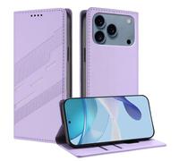 TAUYN Housse Folio en Cuir pour Apple iPhone 17 Pro, Premium PU/TPU Cuir Portefeuille Etui Housse, avec Fentes pour Cartes, Fermeture Magnétique, Antichoc Flip Case Cover. Violet Clair