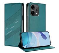 TAUYN Housse Folio en Cuir pour Oppo Reno 14F 5G/4G/Reno 14 FS, Premium PU/TPU Cuir Portefeuille Etui Housse, avec Fentes pour Cartes, Fermeture Magnétique, Antichoc Flip Case Cover. Vert foncé