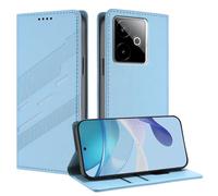 TAUYN Housse Folio en Cuir pour Realme GT 7, Premium PU/TPU Cuir Portefeuille Etui Housse, avec Fentes pour Cartes, Fermeture Magnétique, Antichoc Flip Case Cover. Bleu Clair