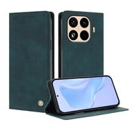 TAUYN Housse Folio en Cuir pour Xiaomi 15T Pro, Aux Rayures Protection Complète Premium PU Cuir Portefeuille Etui Housse, Design à Rabat Magnétique Antichoc Case Cover. Vert foncé