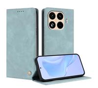 TAUYN Housse Folio en Cuir pour Xiaomi 15T Pro, Aux Rayures Protection Complète Premium PU Cuir Portefeuille Etui Housse, Design à Rabat Magnétique Antichoc Case Cover. Bleu Clair