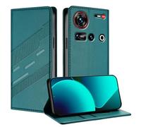 TAUYN Housse Folio en Cuir pour ZTE Nubia Z70 Ultra, Premium PU/TPU Cuir Portefeuille Etui Housse, avec Fentes pour Cartes, Fermeture Magnétique, Antichoc Flip Case Cover. Vert foncé