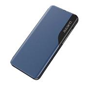 TAUYN Smart View Coque pour Honor Magic5 Lite 5G/Magic 5 Lite, Prime Cuir PU Étui Housse Elégant Miroir Clear Afficher Fenêtre Case Cover, avec Support Pliable - Bleu