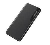 TAUYN Smart View Coque pour Xiaomi 13T/Xiaomi 13T Pro, Prime Cuir PU Étui Housse Elégant Miroir Clear Afficher Fenêtre Case Cover, avec Support Pliable - Noir