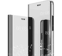TAUYN Smart View Coque pour Xiaomi Redmi Note 12 Pro Plus 5G/12 Pro+, Mode Miroir de Luxe Etui à Rabat Coque, [Fonction Debout] [Anti-Rayures], avec Fonction Stand, Argent
