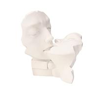 Tauzveok Amour Étreignant Statue Abstraite Résine Romantique Couple Visage Sculpture Figure Décoration Art Moderne Salon Bureau Ameublement pour Mariage,Blanc,20cmX14.5cmX22