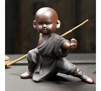 Tauzveok Art Sculpture Sculpture Statue Petit Moine Chinois Rouge Style Sculpture en Céramique Thé Bouddha Statue Oeuvre d'art pour La Décoration Salon Mini Monk Statue De Bouddha,M