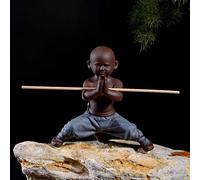 Tauzveok Art Sculpture Sculpture Statue Petit Moine Chinois Rouge Style Sculpture en céramique thé Statue de Bouddha Artwork pour Salon Mini Monk Statue de Bouddha,I