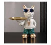 Tauzveok Bouledogue Français Déco Coloré, Statue De Chien Déco pour Rangement De Clés, Bijoux De Bonbons, Boucles d'oreilles, Bol À Clés Bulldog Déco, avec Plateau,Dog b