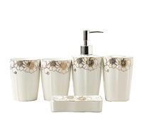 Tauzveok Ensemble d'accessoires de Salle de Bain 5 pièces, Distributeur de Savon, Porte-Brosse à Dents, gobelet de Salle de Bain, Porte-Savon décor de Salle de Bain,Argent