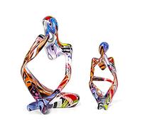 Tauzveok Penseur Sculpture,Silence Sculpture,Penseur Sculpture Statue Résine, Ornements Art,pour La Décoration du Bureau A La Maison, Au Bureau,Colorful b