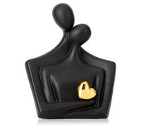 Tauzveok Sculpture de Couple, Sculptures déco Modernes, Figurines Coeur déco pour Salon, Chambre à Coucher, décoration de Bureau, Poison d'amour, céramique,Noir,Embrace