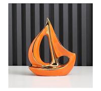 Tauzveok Sculpture de décoration de voilier, décoration Nautique, décoration de Table de Salon, décoration de Bateau d'art Abstrait Statue, Bureau Bar Café entrée Statues et Sculptures,Orange,Small