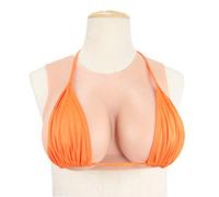 Tauzveok Seins Artificiels Silicone,Travesti Seins Transexuel,Faux Sein en Silicone Crossdresser Costume Transexuel Demi Corps Seins,Silica Gel Yellow Brown,G