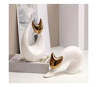 Tauzveok Statue de décoration de Chat, Moderne Abstract Art Sculptures,Chat Sculpture pour décoration Salon, Bureau, Chambre, céramique,Chat Porte-Bonheur,Gold 2