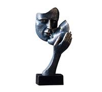 Tauzveok Statue Silence Couple,Figurine Deco Salon,Statue Penseur Oeuvre d'art Bronze Sculpture RéSine Silence Est d'or Gens Statues Sculptures