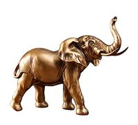 Tauzveok Statues Elephant Sculptures Bureau Décoration en Résine Artisanat Statues Décoratives Mère Éléphant Bébé Éléphant Symbole De Chance,d'or,37.5 * 14 * 26.5cm