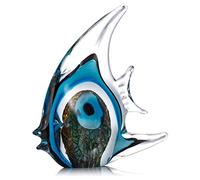 Tauzveok Statues Et Sculptures Sculpture Animaux Décoration De Salon Poisson Tropical, À Partir De L'artisanat De Décoration en Verre,Bleu