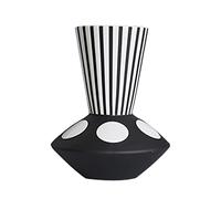 Tauzveok Vase à Fleurs en céramique, élégant Vase Floral de Table décoratif géométrique rayé Noir et Blanc pour la décoration intérieure, Arrangements de centres de Mariage,White+Black,20.5cmX14.5cm