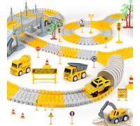 TAVADA 363 Pièces de Circuit Voiture pour Enfants Jouets, Pistes de Voiture Flexibles avec 1 Circuit Voiture Electrique 4 Construction Autos, Cadeaux Jouets pour 3 4 5 6 Ans Garçons Filles