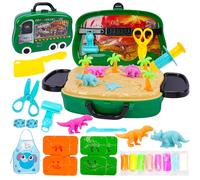 TAVADA Accessoire Pate a Modeler pour Enfants,Set de pâte a Modeler Jouets Dinosaures dans Une Valise avec des Roues,Outils pour Plasticine Jouet Enfant pour Garçons Filles 3 4 5 6 Ans