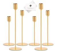 TAVADA Chandelier Bougeoir Dorés,Lot de 6 Bougeoir Chandelier,Chandelier de Mariage Différentes Tailles,Rétro Métal Porte-Bougie Conique pour Mariage Noël aux Chandelles Dîner Banquet