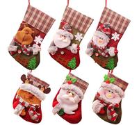 TAVADA Chaussette de Noël Personnalisé,6pcs Porte-Bonbons Bas du Père Noël,Bas de Noël Set,Petites Chaussettes Père Noël de Vacances,Xmas Sac Cadeau pour Décoration Noel Cheminée Sapin Sac de Bonbons