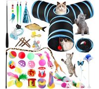 TAVADA Jouets Chat,38 pièces Kit Jouet Chats,Jouet pour Chat Animaux Domestiques Toys pour Chat Chaton Minou,Jouets pour Chats Interactif Jeux Chaton avec Tunnel,Souris,Poisson,Plume,Balle