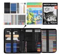 TAVADA Kit Dessin Professionnel, 76PCS Art Set avec Crayons de Couleur, Crayons Aquarelles, Graphite, Carnets de Croquis, Malette Dessin pour Artiste Débutant Adulte