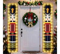 TAVADA Noël Bannières de Porte de Casse Noisette(1 Paire,32x180cm) avec lumières LED,pour Usage intérieur/extérieur.Noisette Bannières,Décoration pour véranda,Porte d'entrée,Jardin,Cour ou Portail