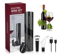 TAVADA Tire Bouchon Electrique Rechargeable 5 en 1,Ouvre Bouteille Electriqueavec Coupe-Capsule,Verseur-Aérateur, Bouchon et Cable USB - Cadeau Homme et pour Amateurs de Vin