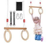 TAVADA Trapèze Balançoire Enfants,Balançoire Extérieure en Bois,Ajustable Corde Balancoire Enfants,Balançoire Trapèze Multifonction en Bois pour Portique Toboggan Jardin Vert