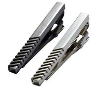 [TAVARAT] Pince à cravate pour homme Motif rayures Noir Argent Pince à cravate Tps-061, free, Laiton, Pas de gemme