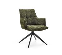 hjh LIVING Tavaro Chaise de salle à manger pivotante à 180°, rembourrage confortable, structure en acier stable, patins réglables en hauteur, vert