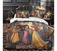 Taverne de Conte de Fées Médiéval Housse De Couette Super King（260x220cm） Impression 3D De Peinture Art Nouveau, Parure De Lit Housse pour Adultes Et Enfants