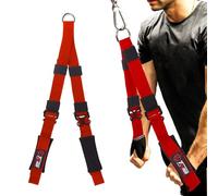 TAVIEW Attache de câble pour Triceps (Deux Longueurs intégrées en Une) Une Plus Grande Amplitude de Mouvement, Sangles d'extension pour Triceps - Accessoires croisés - Rouge - Longueur réglable (33 à