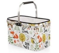 Tavisto Paniers de marché avec poignées - Panier de courses robuste avec beaucoup d'espace de rangement et poche intérieure pratique, Famille d'animaux mignons, 18.8*11.8*11.2 inches