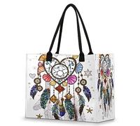 Tavisto Sac fourre-tout coloré attrape-rêves mignon avec poches - Sac fourre-tout polyvalent et spacieux pour femme, Attrape-rêves coloré, 16.5*6.7*13 inches.