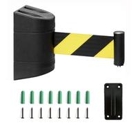 Tavkomco Barrière de Ceinture rétractable Noire, avec Accessoires de Montage, barrière de Cordon de sécurité Murale de 2/3/5/10 m, pour aéroports, banques, école(A,10M/32FT)