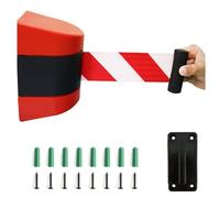 Tavkomco Barrière de Ceinture rétractable Rouge, avec Accessoires de Montage, barrière de Cordon de sécurité Murale de 2/3/5/10 m,pour File d'attente, aéroports, banques, école(A,2M/6.6FT)