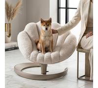TAVO Shell Lit pour Animaux - Lit surélevé et Chaise Longue à Mouvement oscillant pour Chiens et Chats, 3 Positions d’Inclinaison, Housse Amovible Lavable, Latte