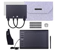 Tavoletta Grafica Professional da 10x6 Pollici 12 tasti Express Con 8192 livelli Senza Batteria Stilo / 30 pezzi Pennini/Clip per Penna/Cavo OTG 2 pezzi/Pellicola per copie/Pellicola