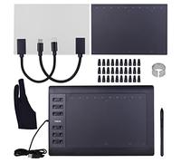 Tavoletta Grafica Professional da 10x6 pollici 12 tasti rapidi Con 8192 livelli Stilo Senza batteria/30 punte pennini/clip per penna/2 cavi OTG/pellicola per photocopie/pellicola per la sensazione