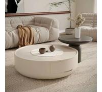 Tavolino da caffè rotondo moderno minimalista bianco, set di 2 - Tavolini laterali impilabili versatili da 80 cm e 45 cm, tavolo centrale dal design aperto per soggiorno, mobili eleganti per