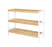 tavora Étagère en Bambou 3 Compartiments 70x26x55 cm, Naturelle/Blanc