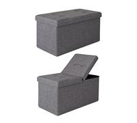 tavora Tabouret Banc Pliable Couvercle à charnière Coffre de Rangement avec Couverture 76x38x38 cm, Lin Gris