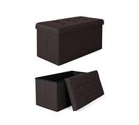 tavora Tabouret Pliable en Lin Cube Coffre de Rangement, 76x38x38 cm Marron