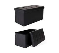 tavora Tabouret Pliable en Similicuir Cube Coffre de Rangement, 76x38x38 cm Noir