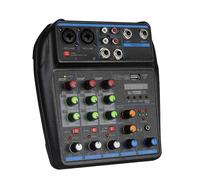 TAVOSOP Table de mixage audio DJ, table de mixage 4 canaux avec Bluetooth, interface XRL/6,35 mm, entrée d'ordinateur USB/MP3, alimentation fantôme 48 V, stéréo DJ, studio, streaming, scène KTV